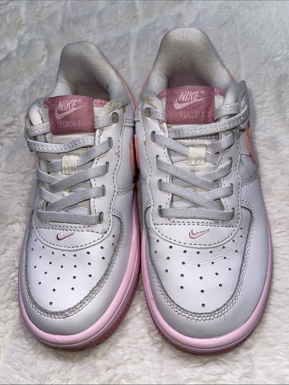 Nike Air Force 1 Kids' White & Pink Low-Top Sneakers